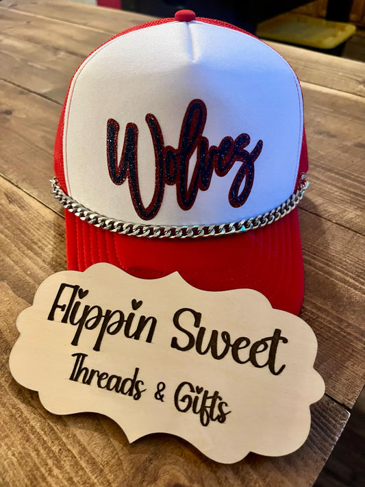 WOLVES GLITTER TRUCKER HAT