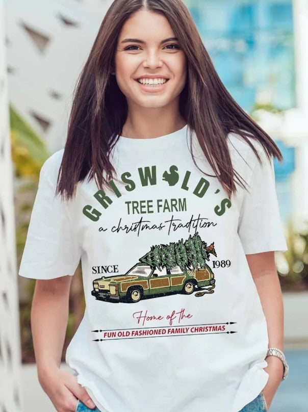 GRISWOLDS TREE FARM TEE OR CREWNECK SWEATSHIRT