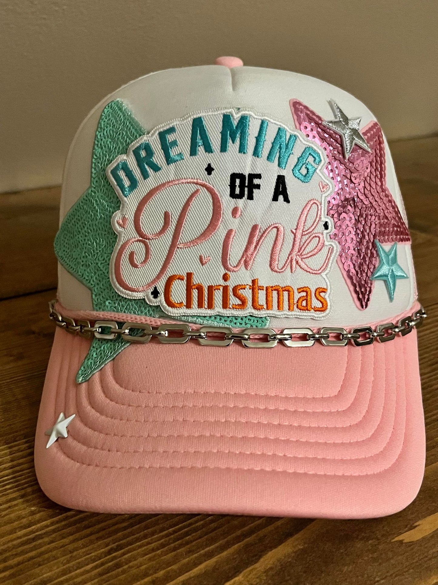 DREAMING OF A PINK CHRISTMAS TRUCKER HAT