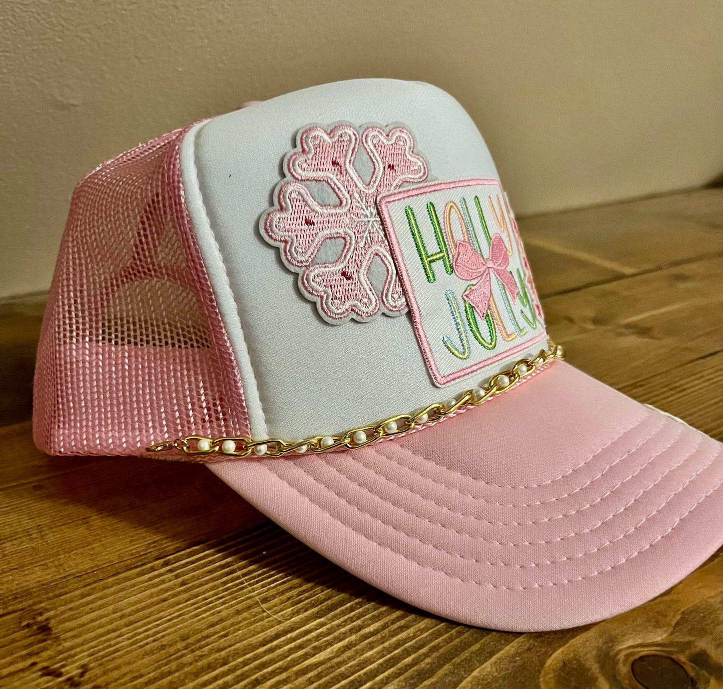 HOLLY JOLLY PRETTY IN PINK TRUCKER HAT