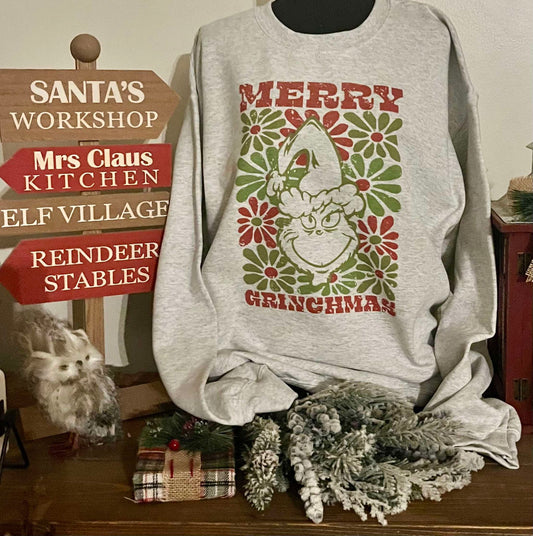 MERRY GRINCHMAS RETRO CHRISTMAS CREWNECK