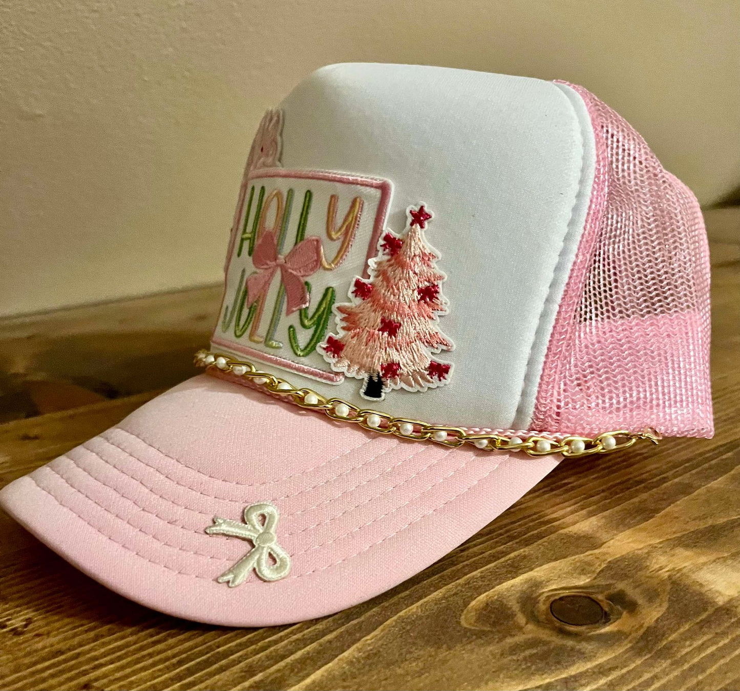HOLLY JOLLY PRETTY IN PINK TRUCKER HAT