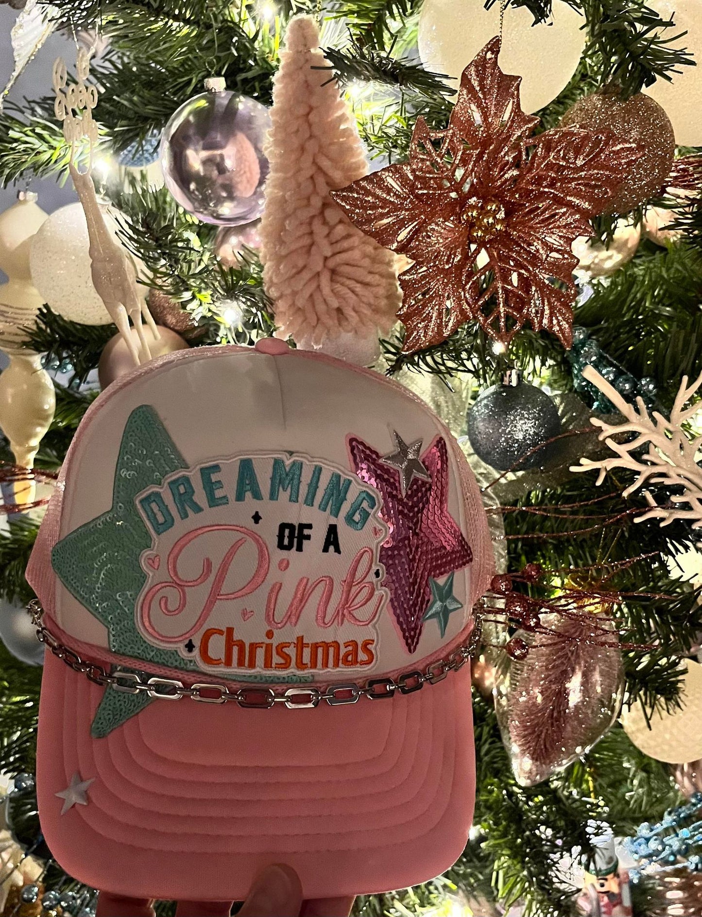 DREAMING OF A PINK CHRISTMAS TRUCKER HAT