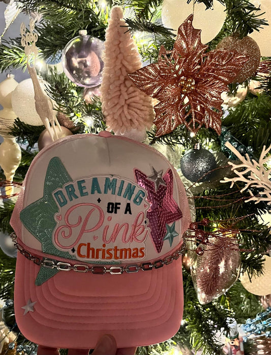 DREAMING OF A PINK CHRISTMAS TRUCKER HAT