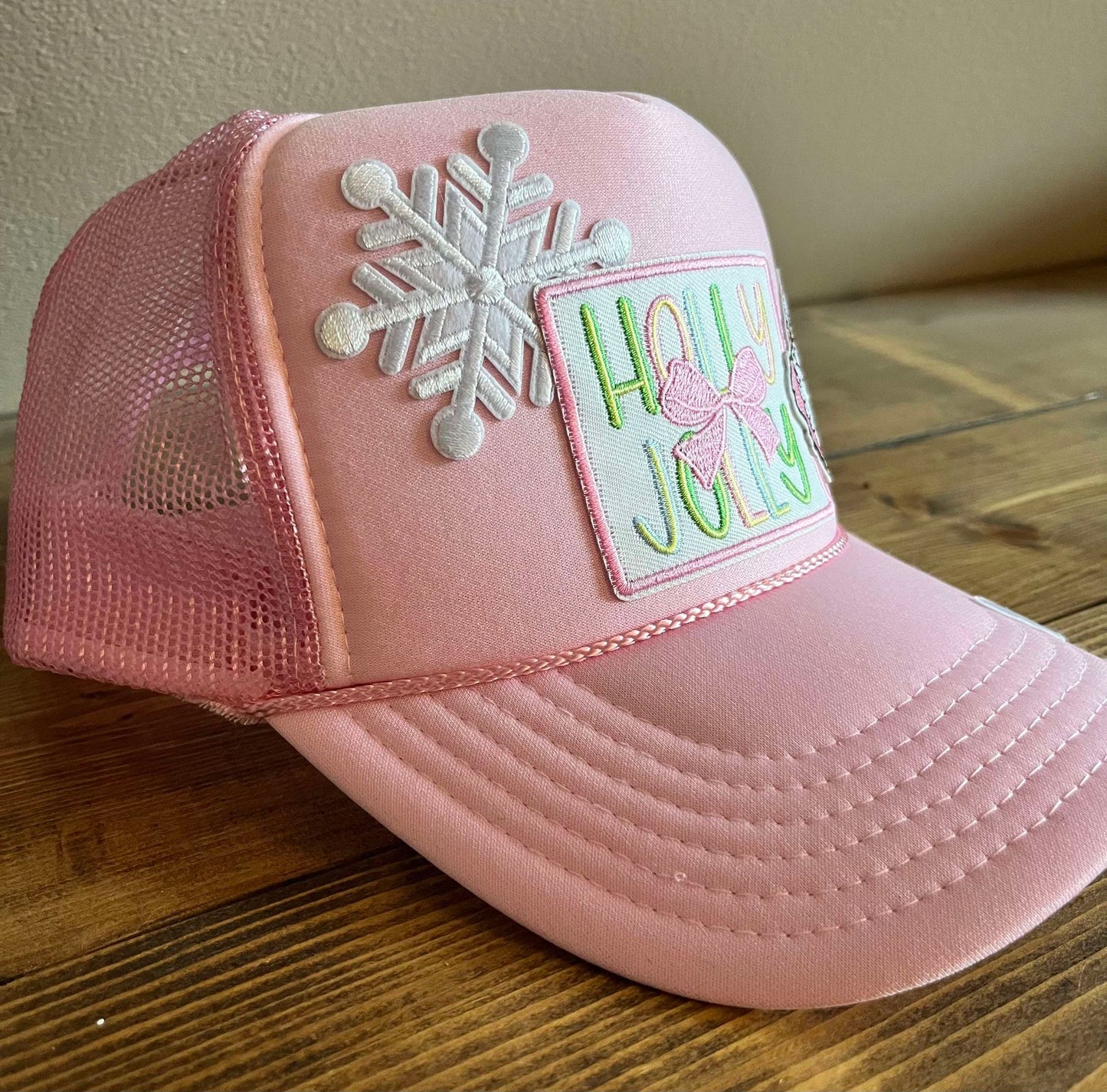 HOLLY JOLLY PRETTY IN PINK TRUCKER HAT