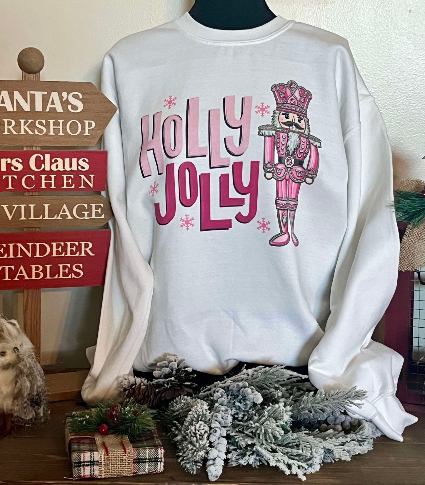 HOLLY JOLLY NUTCRACKER TEE OR CREWNECK SWEATSHIRT