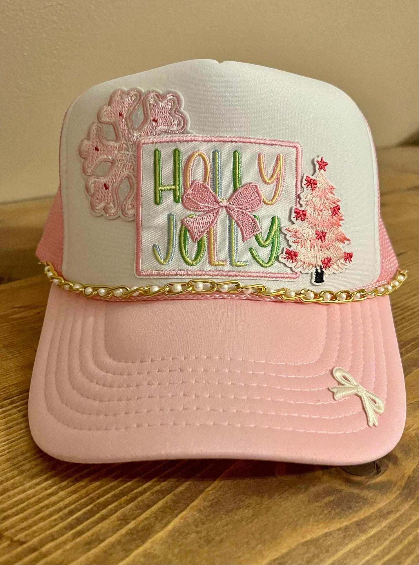 HOLLY JOLLY PRETTY IN PINK TRUCKER HAT