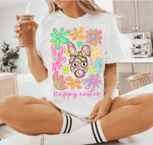 FLORAL BUBBLEGUM BUNNY TEE