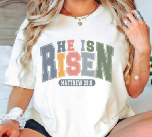 VARSITY STYLE HE IS RISEN TEE
